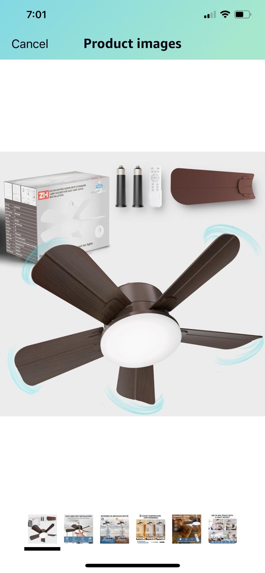 Socket Fan Light - Ceiling Fans with Lights and Remote, 19in Small Ceiling Fan with 6-Speeds, Definite time, Dimmable LED, E26/E27 Base, for Bedroom,