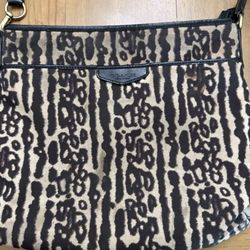 Coach Leopard File Crossbody Web Strap With Patent Leather #31686