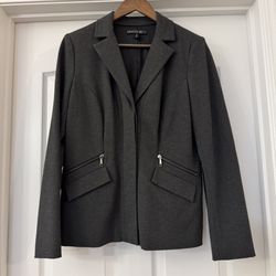 Lafayette 148 Blazer Women's Size 10 Gray Long Sleeve Button Stretch Suit Jacket