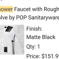 Black Matte Shower Head & Wand With Valve