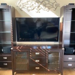 Expressing Entertainment Center, 3 pieces Bookshelves are 78x22x12 Center unit is 60x34x18