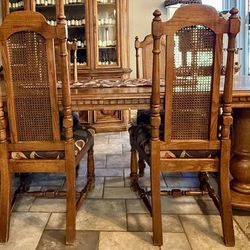 MUST SELL Solid Oak Dining Table Set – 6 Chairs – Heavy Quality