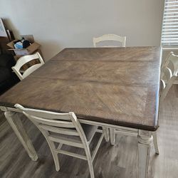 Rustic Square Counter-Height Dining Table with 6 Chairs