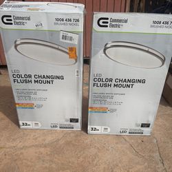 10 13 in. White, Oil Rubbed Bronze Trims 1350 Lumens LED Flush Mount Ceiling Light Fixture with Night Light Adjustable CCT