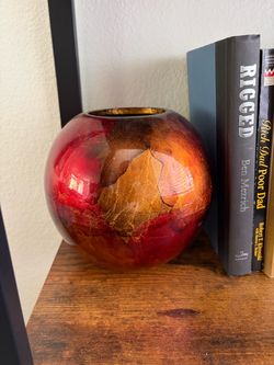Round Red and Gold Decorative Vase