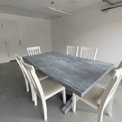 Farmhouse Trestle Dining Table Set – Seats 6