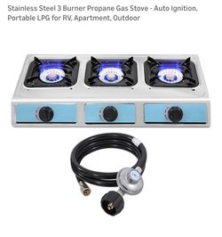 Portable, Propane Gas Stove, 3 burner stainless