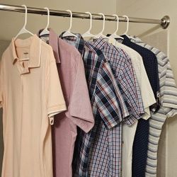 7 Men's Medium Brand Name Short Sleeve Shirts for Summer!
