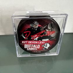 Devon Levi Autographed Buffalo Sabres Hockey Puck 