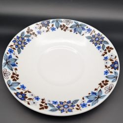 4 Vintage Rare Blue Floral 1970s Bone China Saucers