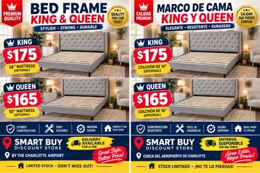 New in box king $175 Queen $165 mattress not included