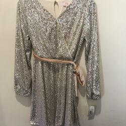 Girls Party Wear/formal/holiday/GB girls sequined dress/ivory/size L/nwt