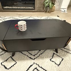 Small Lift Top Coffee Table with Sliding Tambour Door