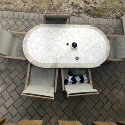 Stone Table With 5 Chairs 