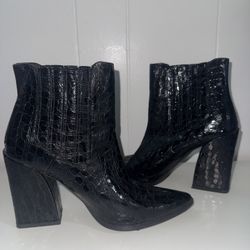 Croc Style Heeled Booties