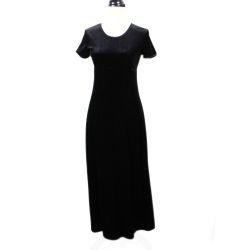Vintage 1990s Gothic Black Velvet Dress Size Medium
