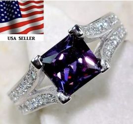 Solid sterling silver and diamonds ring