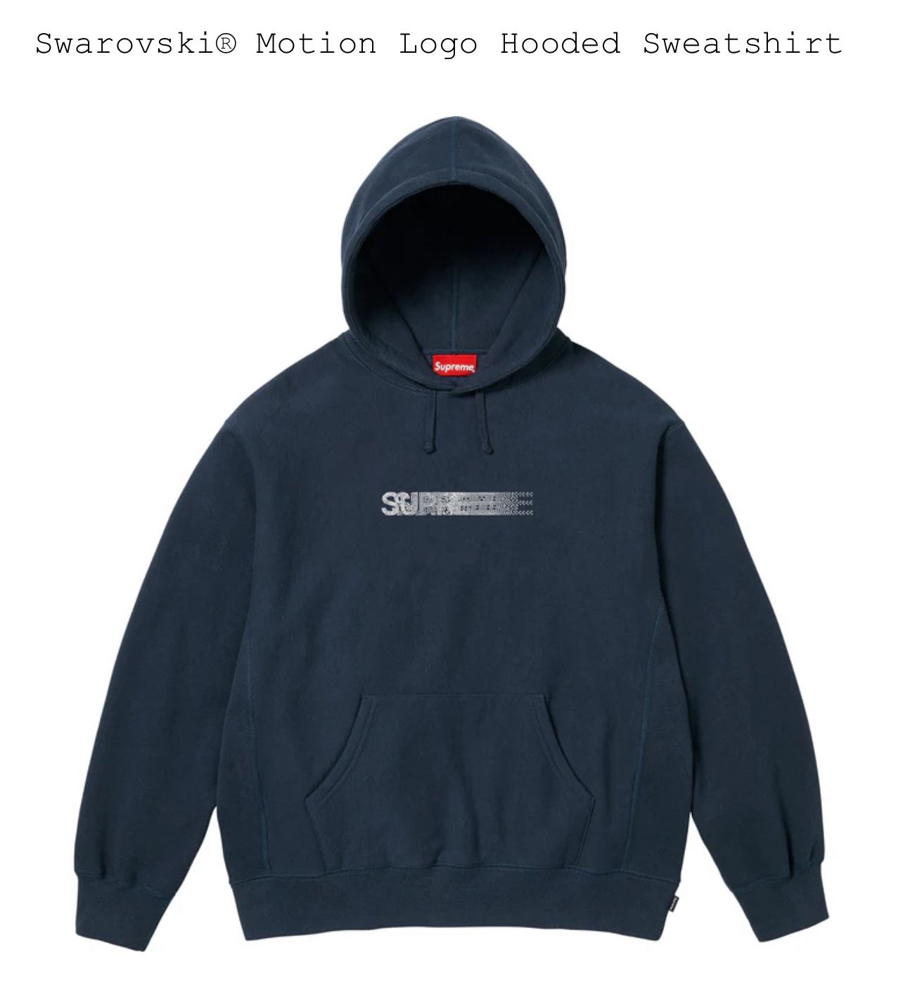 Supreme Swarovski Motion Logo Hoodie Navy Blue