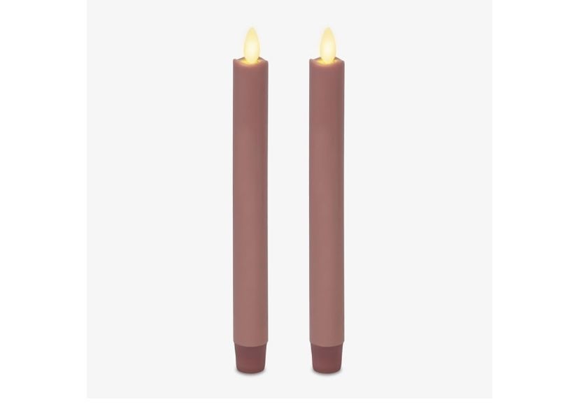 Luminara - Flameless Battery Operated Taper Candle - Rose Tan - Pack of 2-1x9.75 - LED Flickering Flame - Realistic Safe for Home Kids and Pets