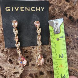 Givenchy Earrings, Never Worn, Gold Toned, Lavender Jewels