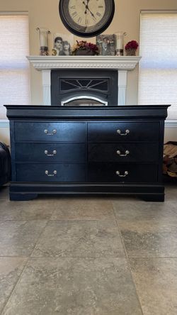 Solid Wood Black 6-Drawer Dresser – 60” Wide (5 ft)