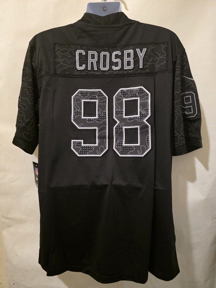 New Men's Raiders Crosby Black/Black Jerseys Stitched
