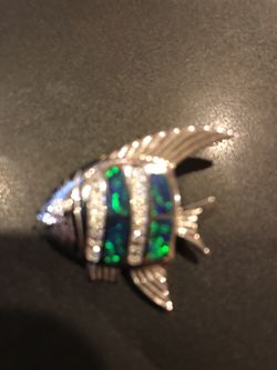 Sterling Silver pendant with Fire Opal in lay