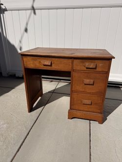 Vintage / Antique Wood Single Pedestal Desk