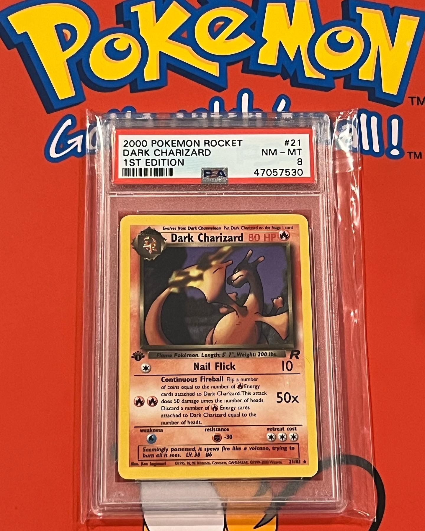 Pokemon Cards Dark Charizard NonHolo 1st Edition PSA 8 for