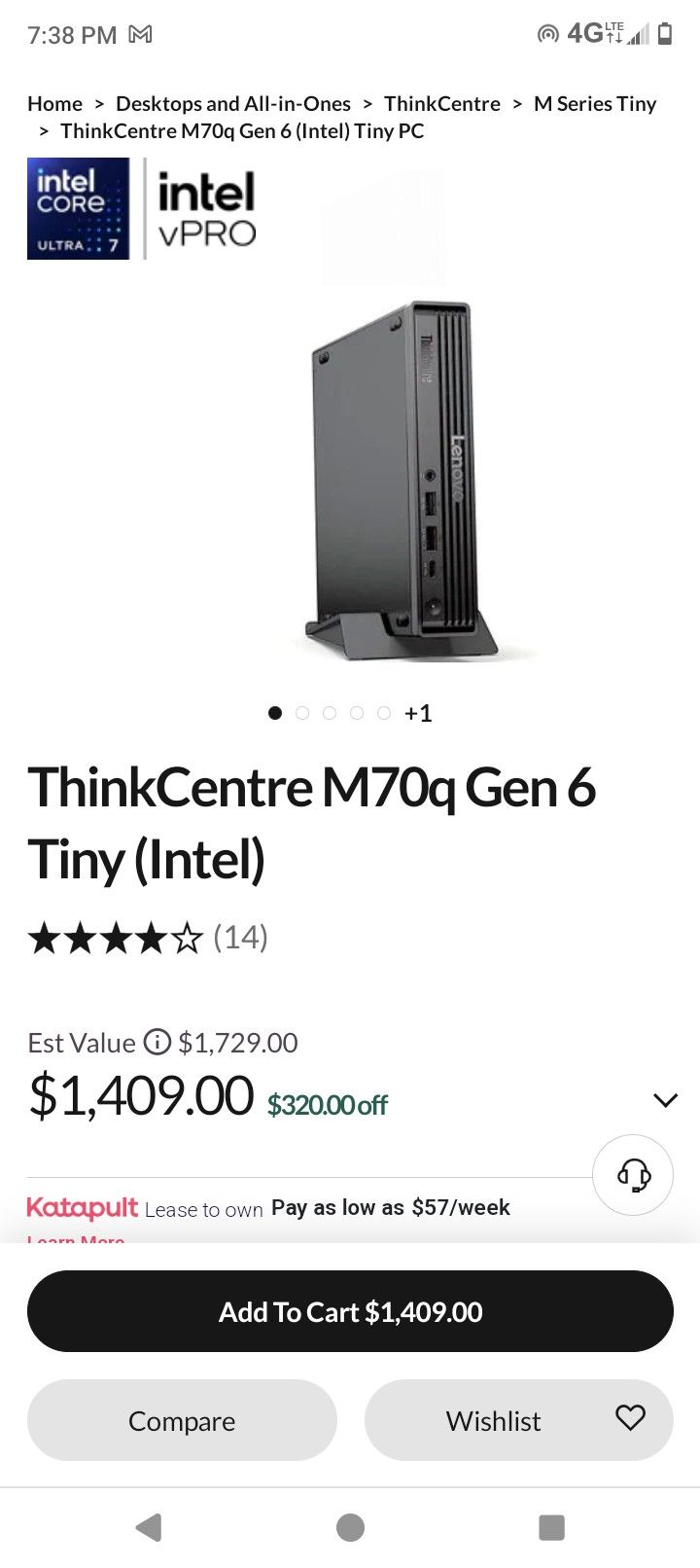 Thinkcentre M70q Gen 6 Tiny (Intel I5)