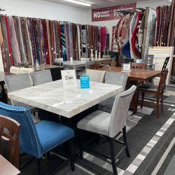 Finley Blue 7-Piece Counter Height Set /Dining table and Chairs 