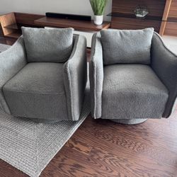 Modern Gray Swivel Accent Chairs (Set of 2) – Excellent Condition