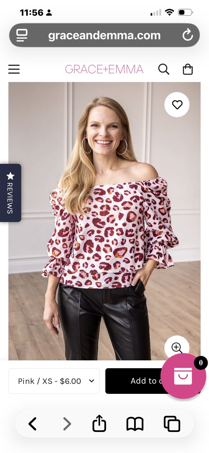 Grace & Emma Off Shoulder Leopard Top
