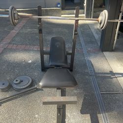 Weight Bench, Bar + Weights $100