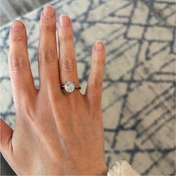 2.7 CARAT CUSHION CZ ring with platinum silver band (SIZE 4)