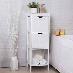 White Multifunctional Bathroom Storage Cabinet with 2 Drawers