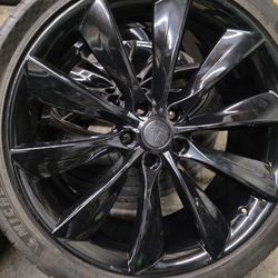 OEM 21" TESLA MODEL S Glossy Black Wheels With Tires