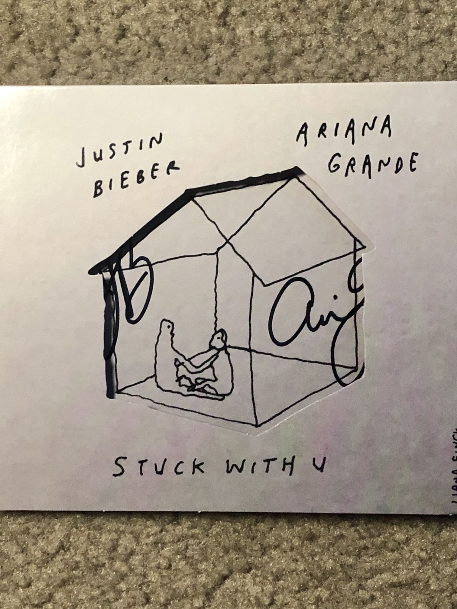 Justin Bieber Ariana Grande Stuck With U Signed CD & Booklet