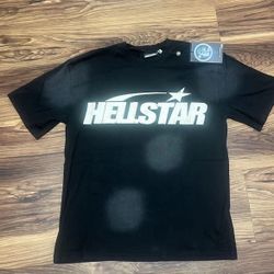 Hellstar Classic Logo Black T-Shirt White Print - Size Medium