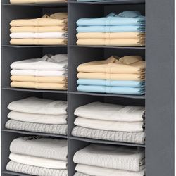 6 Tier Dual-Row Hanging Closet Organizer Shelf Grey