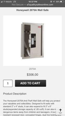 Wall Safe Honeywell model 2070A