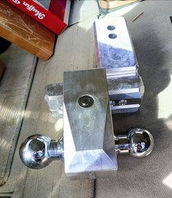 Aluminum Dual Ball Trailer Hitch Mount 6-in drop 3 in shank towing tow hitch