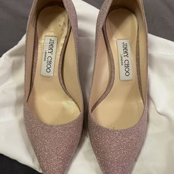 Jimmy Choo Romy Dusty Glitter Pumps Pink