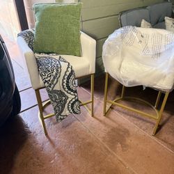 Set Of 3 Lue Bona Bar Stools Linen/Gold Brand New $150 