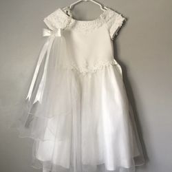 Children’s White Dress with Matching Head Piece