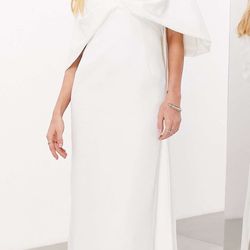 crepe bow back maxi wedding dress in ivory