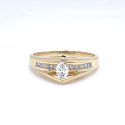 14K Yellow Gold Natural Diamond Contemporary Ring | Marquise & Princess 0.35 TCW, G-H SI1-SI2, Size 8.25