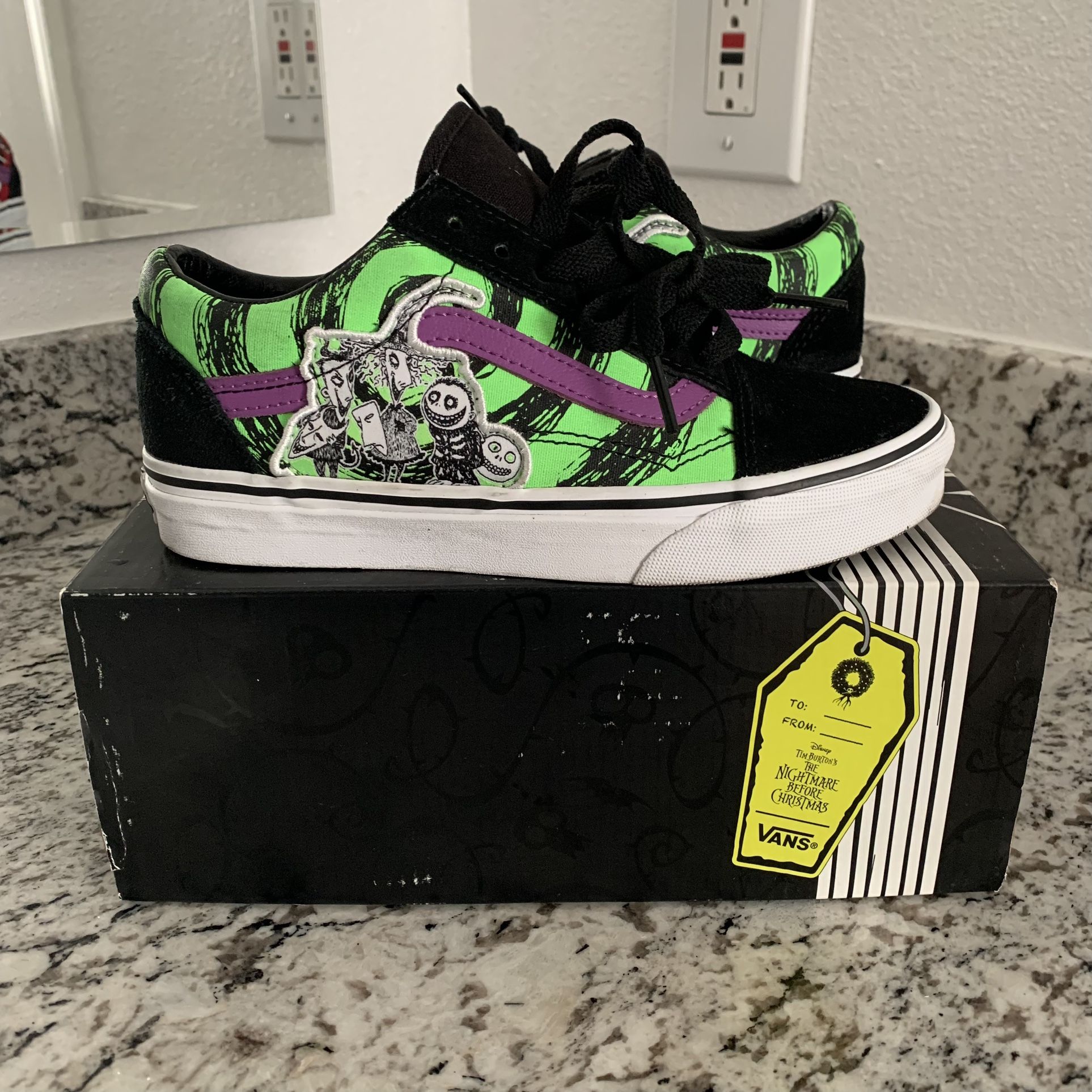The Nightmare Before Christmas Vans Old Skool Size 4 Jack Sally Ophir Boogie Lock Shock Barrel Tim burton Halloween