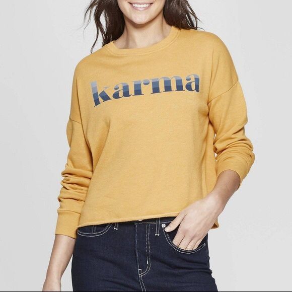Zoe + Liv Yellow Karma Cropped Sweatshirt 