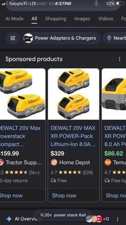 Dewalt 20v power stack battery kit 2 8.0ah kits with  2 8.0 batteries in each box